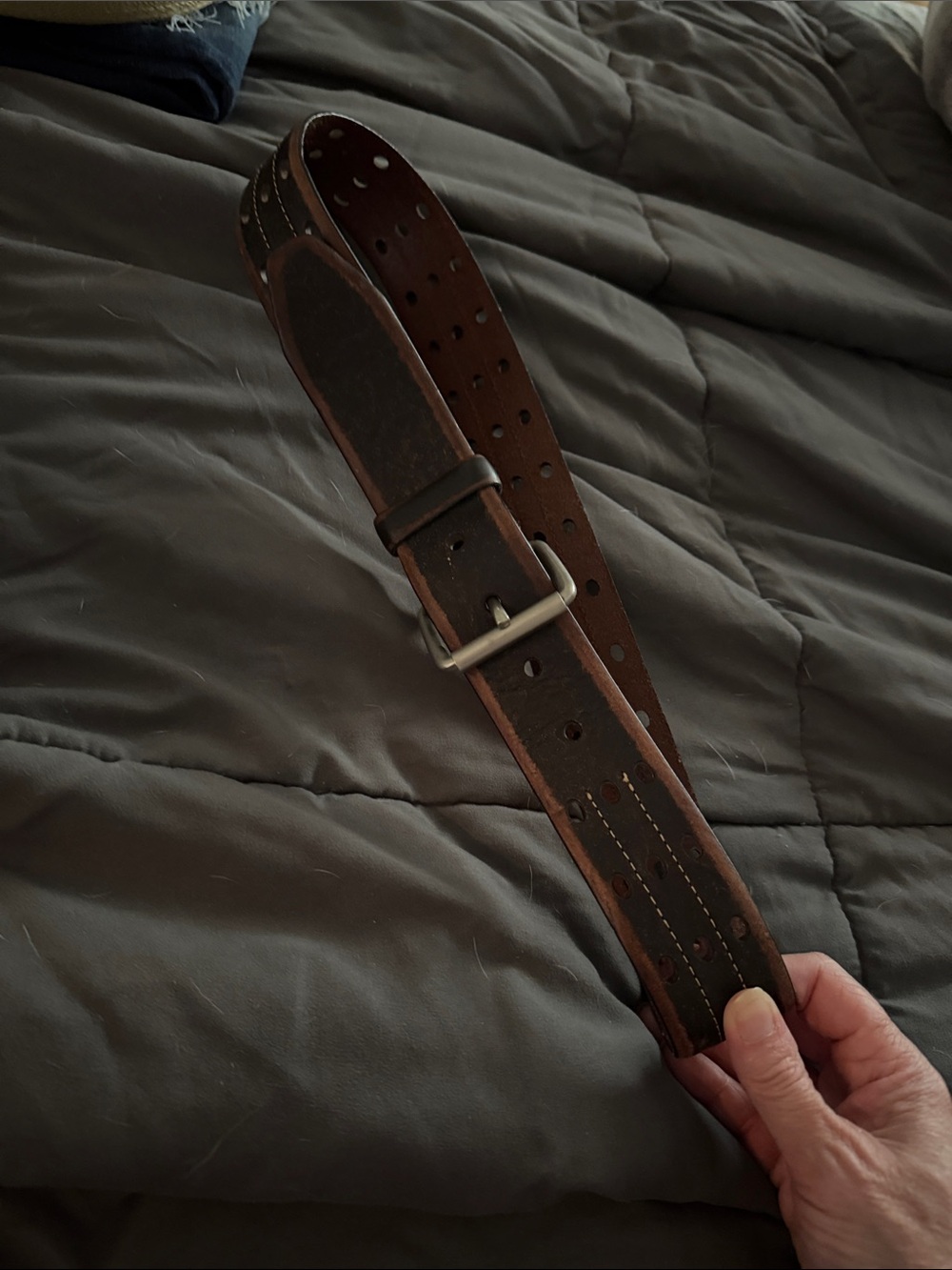 Classic Brown Leather Women's Belt with Silver Buckle 32”